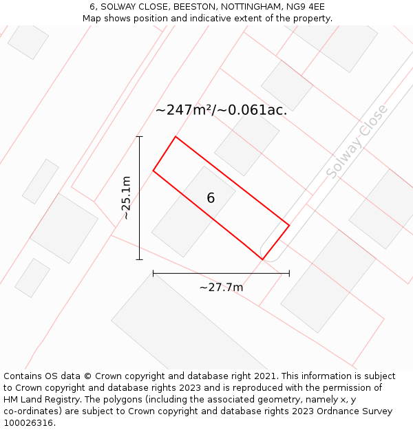 6, SOLWAY CLOSE, BEESTON, NOTTINGHAM, NG9 4EE: Plot and title map