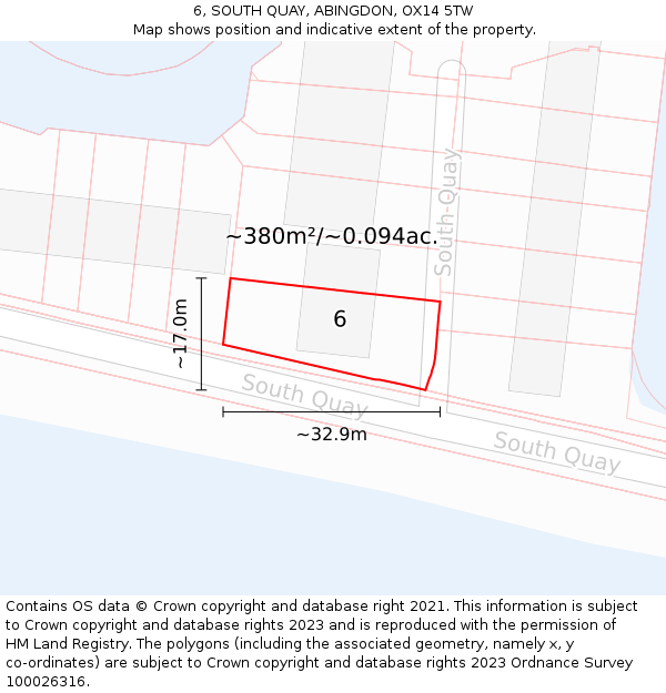 6, SOUTH QUAY, ABINGDON, OX14 5TW: Plot and title map