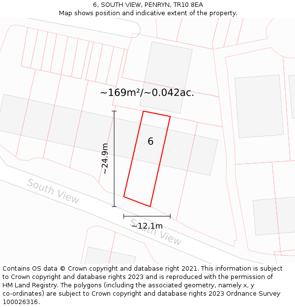 6, SOUTH VIEW, PENRYN, TR10 8EA: Plot and title map