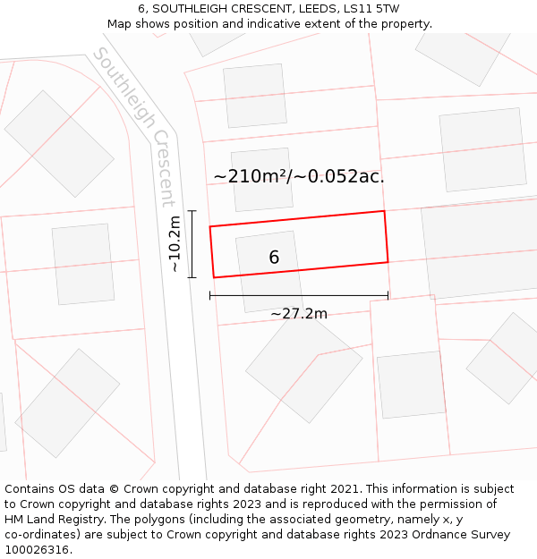6, SOUTHLEIGH CRESCENT, LEEDS, LS11 5TW: Plot and title map