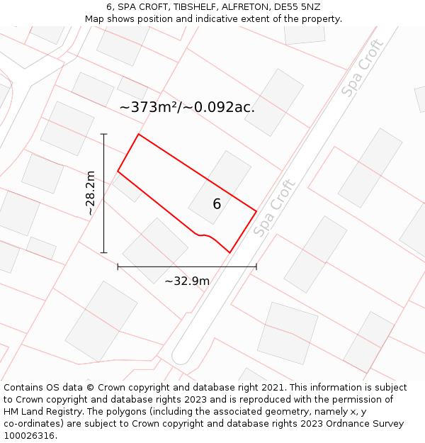 6, SPA CROFT, TIBSHELF, ALFRETON, DE55 5NZ: Plot and title map