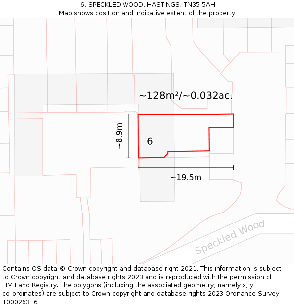 6, SPECKLED WOOD, HASTINGS, TN35 5AH: Plot and title map