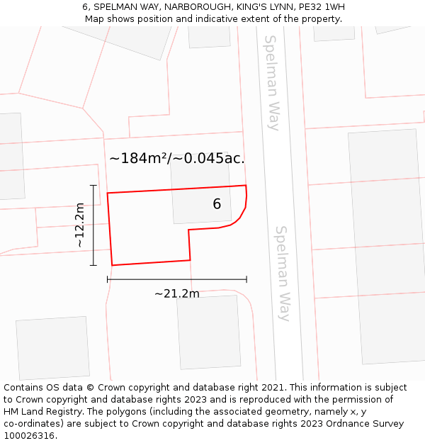 6, SPELMAN WAY, NARBOROUGH, KING'S LYNN, PE32 1WH: Plot and title map