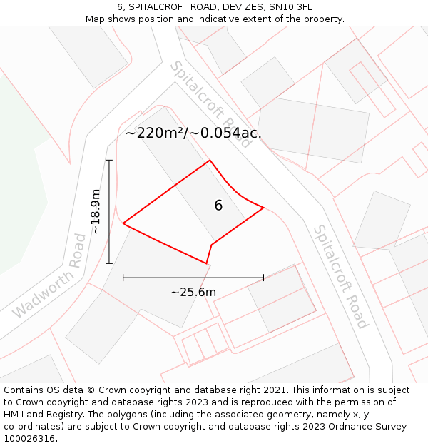 6, SPITALCROFT ROAD, DEVIZES, SN10 3FL: Plot and title map
