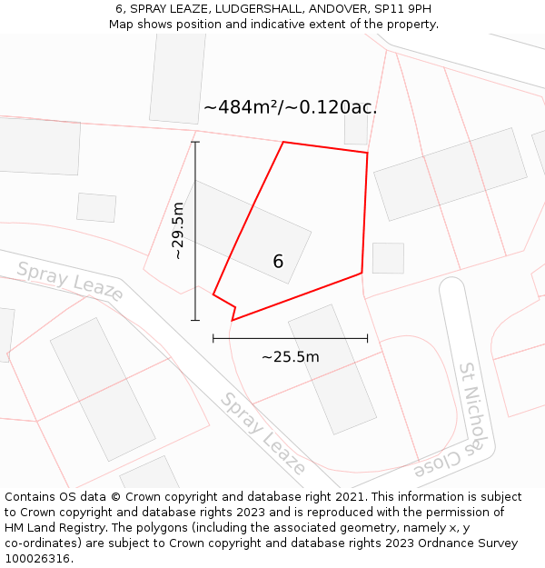 6, SPRAY LEAZE, LUDGERSHALL, ANDOVER, SP11 9PH: Plot and title map