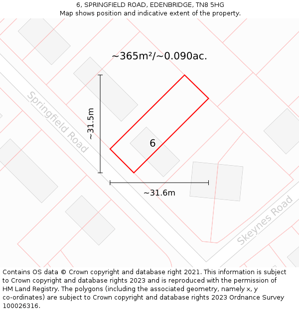 6, SPRINGFIELD ROAD, EDENBRIDGE, TN8 5HG: Plot and title map