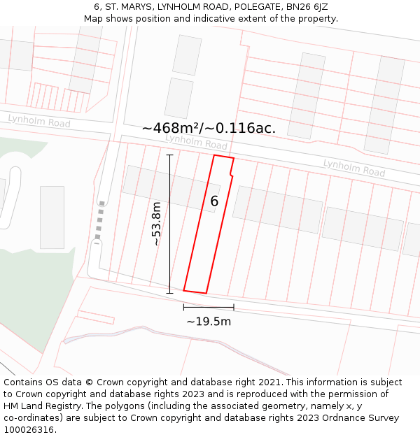 6, ST. MARYS, LYNHOLM ROAD, POLEGATE, BN26 6JZ: Plot and title map