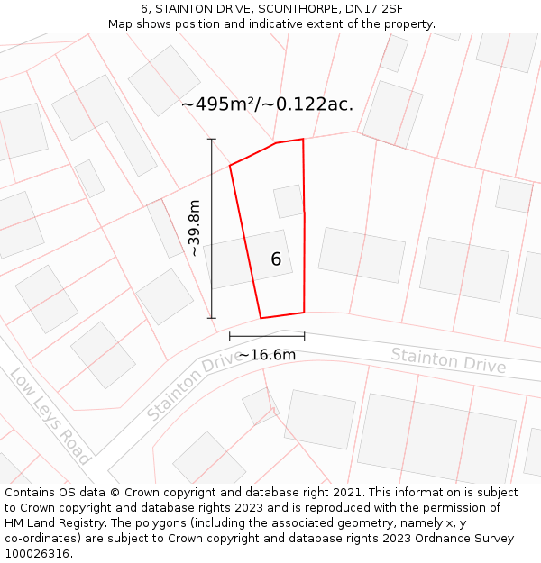 6, STAINTON DRIVE, SCUNTHORPE, DN17 2SF: Plot and title map