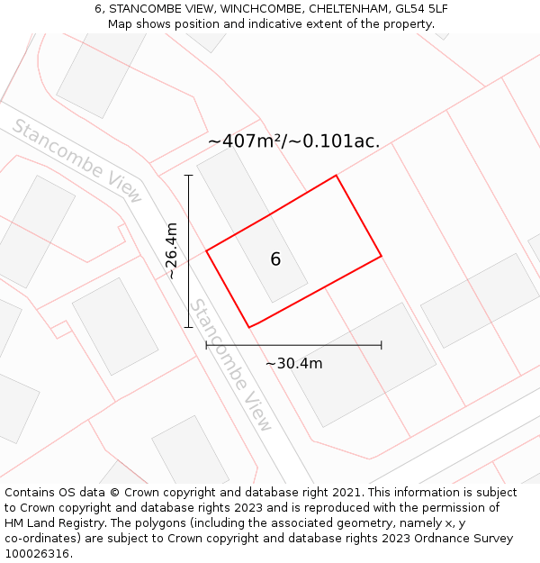 6, STANCOMBE VIEW, WINCHCOMBE, CHELTENHAM, GL54 5LF: Plot and title map