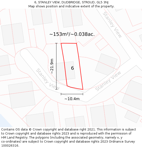 6, STANLEY VIEW, DUDBRIDGE, STROUD, GL5 3NJ: Plot and title map