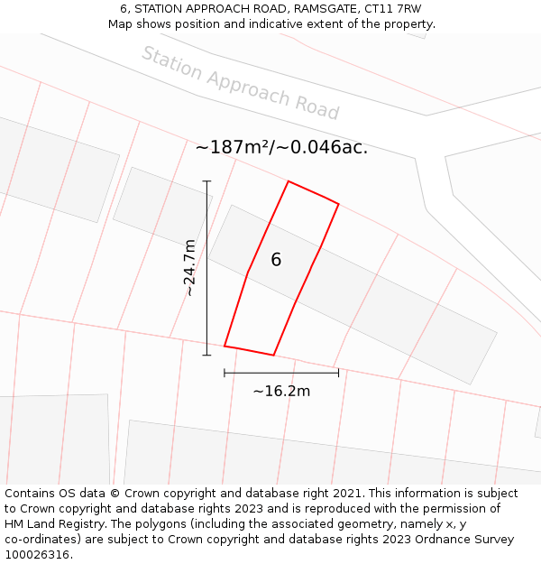 6, STATION APPROACH ROAD, RAMSGATE, CT11 7RW: Plot and title map