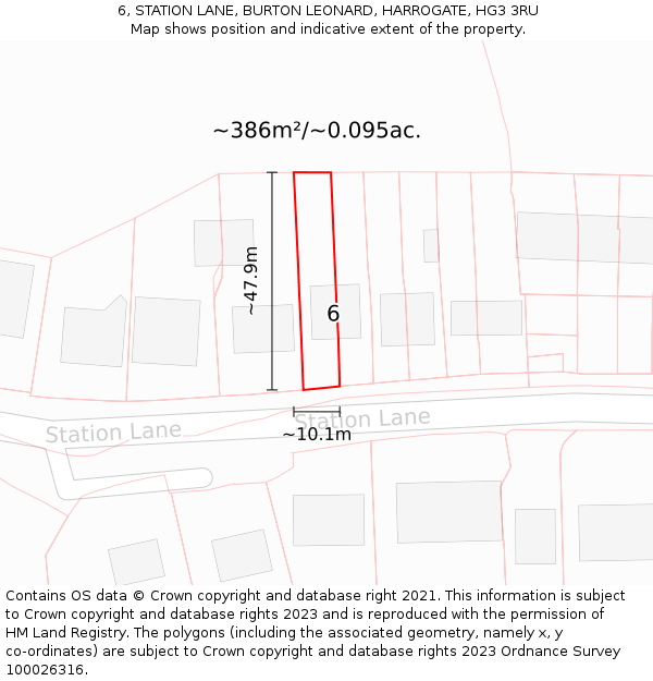 6, STATION LANE, BURTON LEONARD, HARROGATE, HG3 3RU: Plot and title map