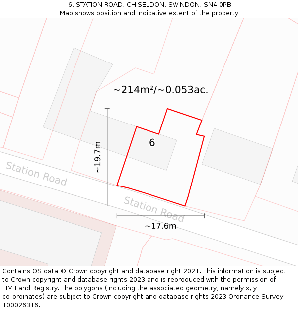 6, STATION ROAD, CHISELDON, SWINDON, SN4 0PB: Plot and title map
