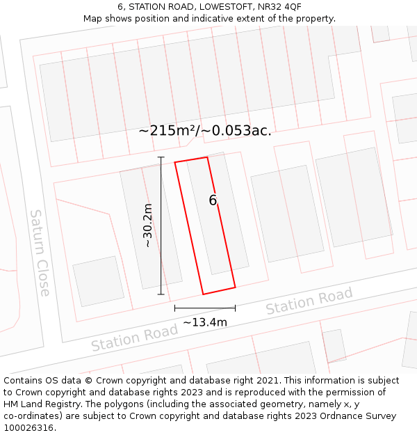 6, STATION ROAD, LOWESTOFT, NR32 4QF: Plot and title map