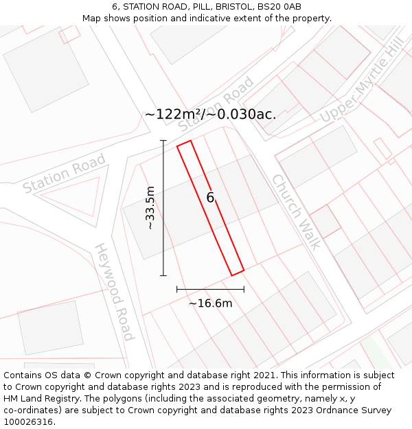 6, STATION ROAD, PILL, BRISTOL, BS20 0AB: Plot and title map
