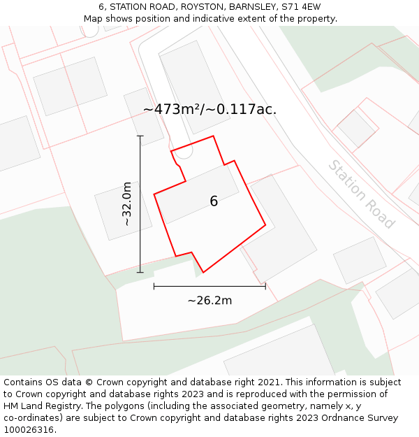6, STATION ROAD, ROYSTON, BARNSLEY, S71 4EW: Plot and title map