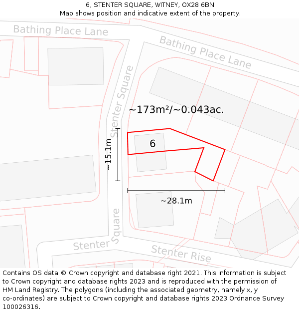 6, STENTER SQUARE, WITNEY, OX28 6BN: Plot and title map