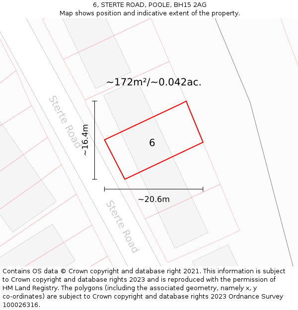 6, STERTE ROAD, POOLE, BH15 2AG: Plot and title map