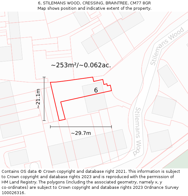 6, STILEMANS WOOD, CRESSING, BRAINTREE, CM77 8GR: Plot and title map