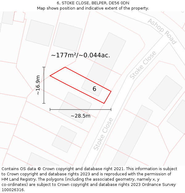 6, STOKE CLOSE, BELPER, DE56 0DN: Plot and title map