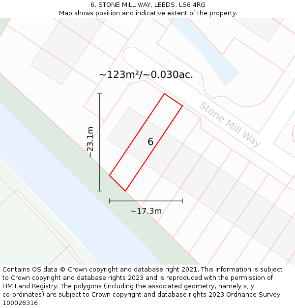 6, STONE MILL WAY, LEEDS, LS6 4RG: Plot and title map
