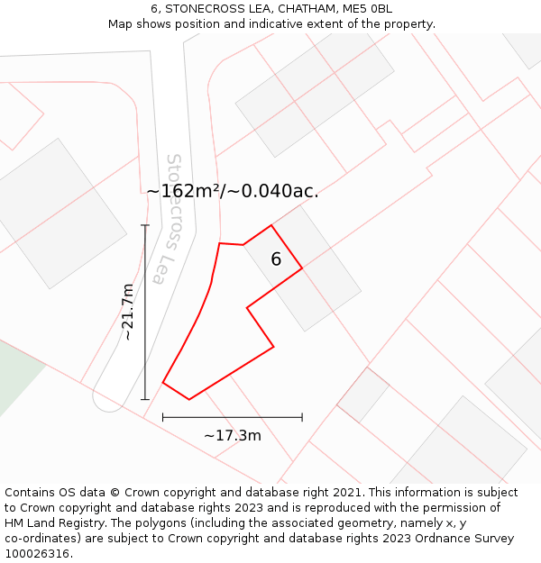 6, STONECROSS LEA, CHATHAM, ME5 0BL: Plot and title map
