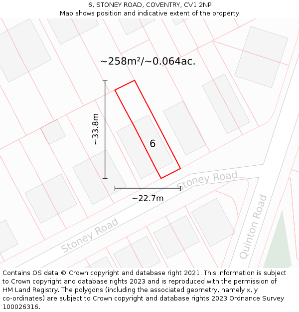 6, STONEY ROAD, COVENTRY, CV1 2NP: Plot and title map