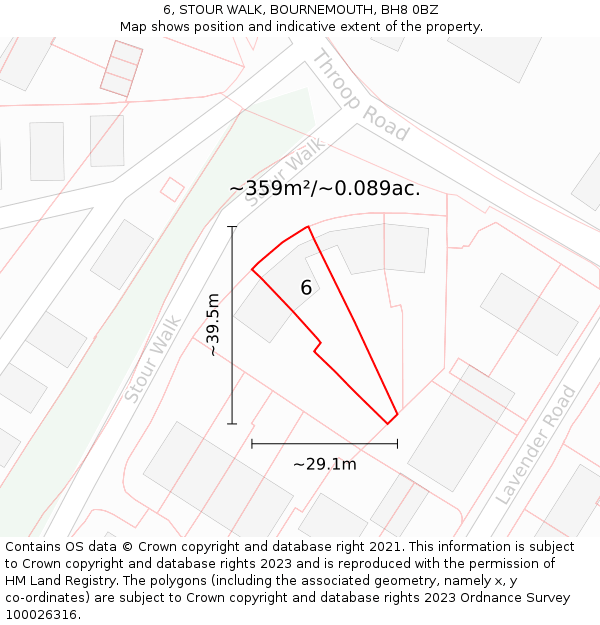 6, STOUR WALK, BOURNEMOUTH, BH8 0BZ: Plot and title map