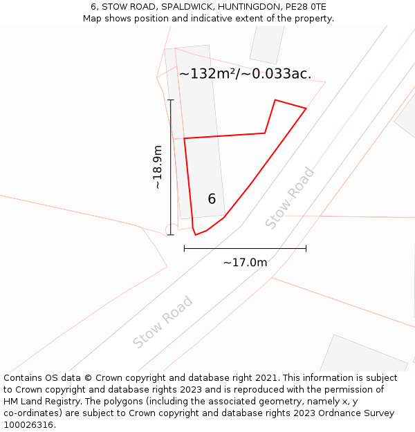 6, STOW ROAD, SPALDWICK, HUNTINGDON, PE28 0TE: Plot and title map