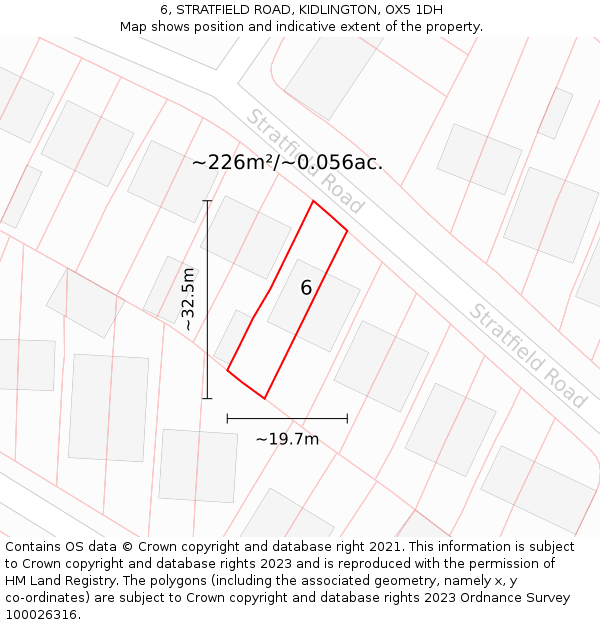 6, STRATFIELD ROAD, KIDLINGTON, OX5 1DH: Plot and title map