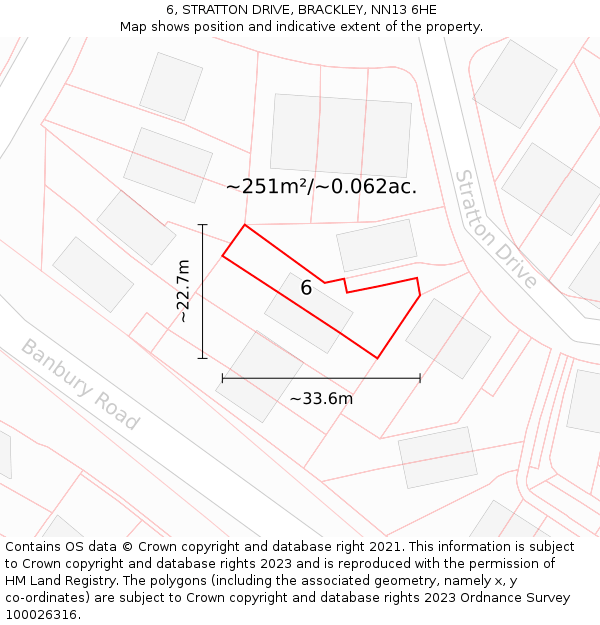 6, STRATTON DRIVE, BRACKLEY, NN13 6HE: Plot and title map