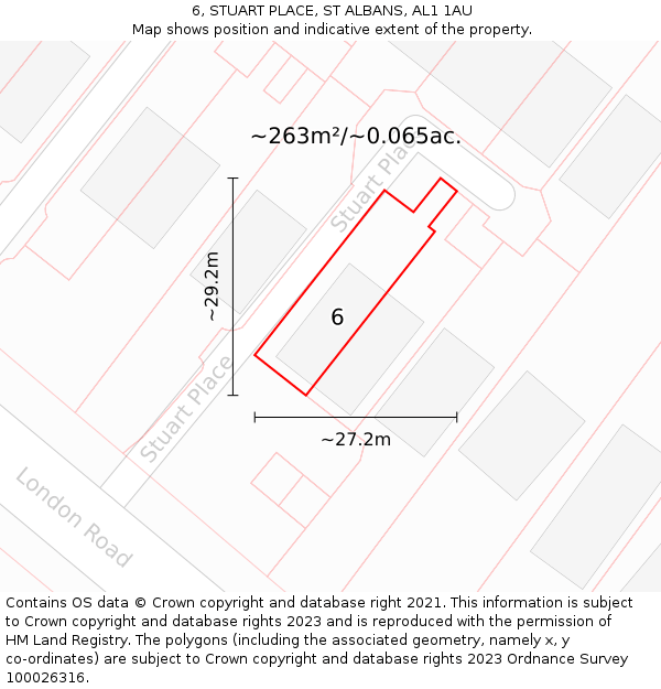 6, STUART PLACE, ST ALBANS, AL1 1AU: Plot and title map