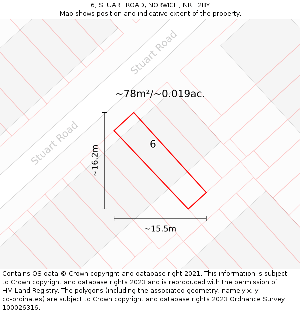6, STUART ROAD, NORWICH, NR1 2BY: Plot and title map