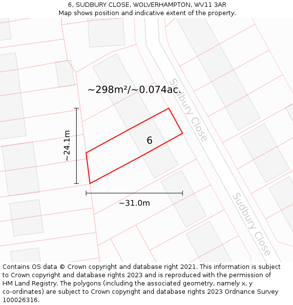 6, SUDBURY CLOSE, WOLVERHAMPTON, WV11 3AR: Plot and title map