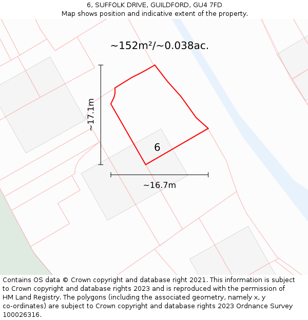 6, SUFFOLK DRIVE, GUILDFORD, GU4 7FD: Plot and title map