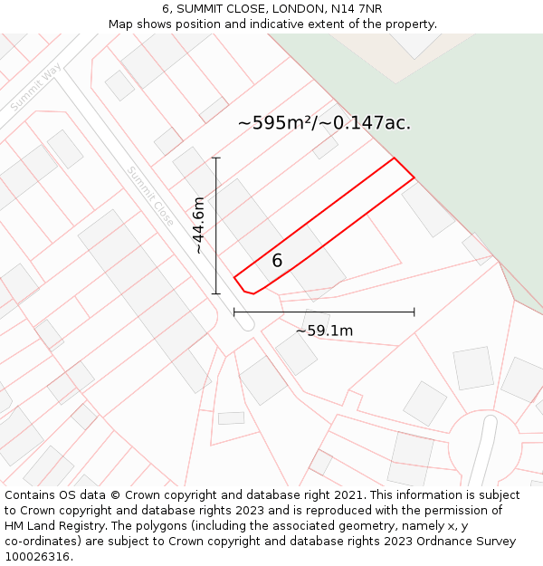 6, SUMMIT CLOSE, LONDON, N14 7NR: Plot and title map