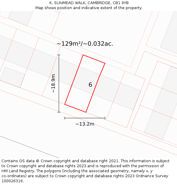 6, SUNMEAD WALK, CAMBRIDGE, CB1 9YB: Plot and title map