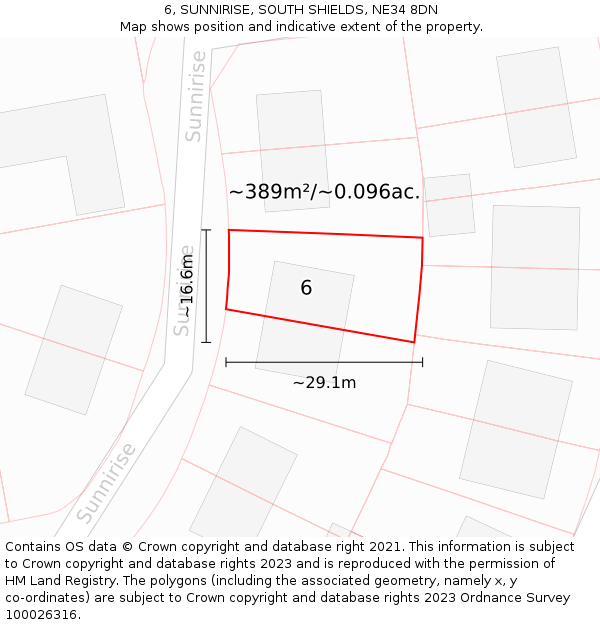 6, SUNNIRISE, SOUTH SHIELDS, NE34 8DN: Plot and title map