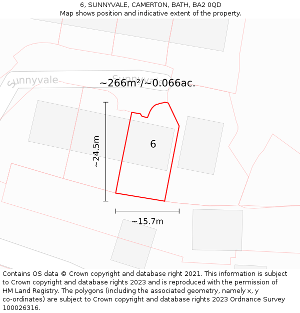6, SUNNYVALE, CAMERTON, BATH, BA2 0QD: Plot and title map
