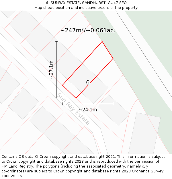 6, SUNRAY ESTATE, SANDHURST, GU47 8EQ: Plot and title map
