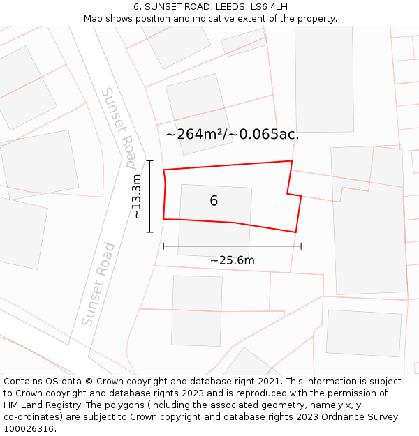 6, SUNSET ROAD, LEEDS, LS6 4LH: Plot and title map