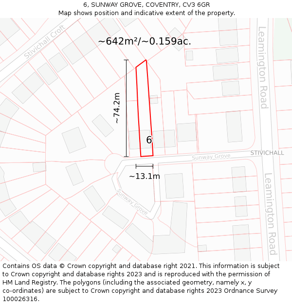 6, SUNWAY GROVE, COVENTRY, CV3 6GR: Plot and title map