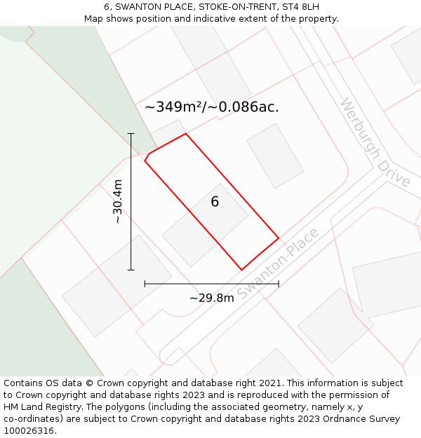 6, SWANTON PLACE, STOKE-ON-TRENT, ST4 8LH: Plot and title map