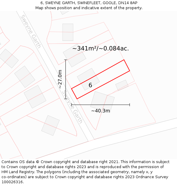 6, SWEYNE GARTH, SWINEFLEET, GOOLE, DN14 8AP: Plot and title map