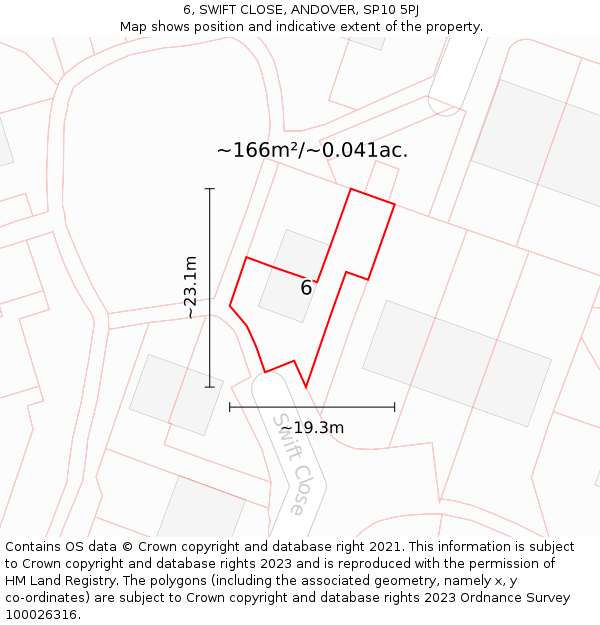 6, SWIFT CLOSE, ANDOVER, SP10 5PJ: Plot and title map