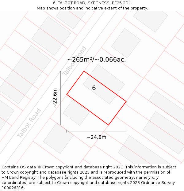 6, TALBOT ROAD, SKEGNESS, PE25 2DH: Plot and title map