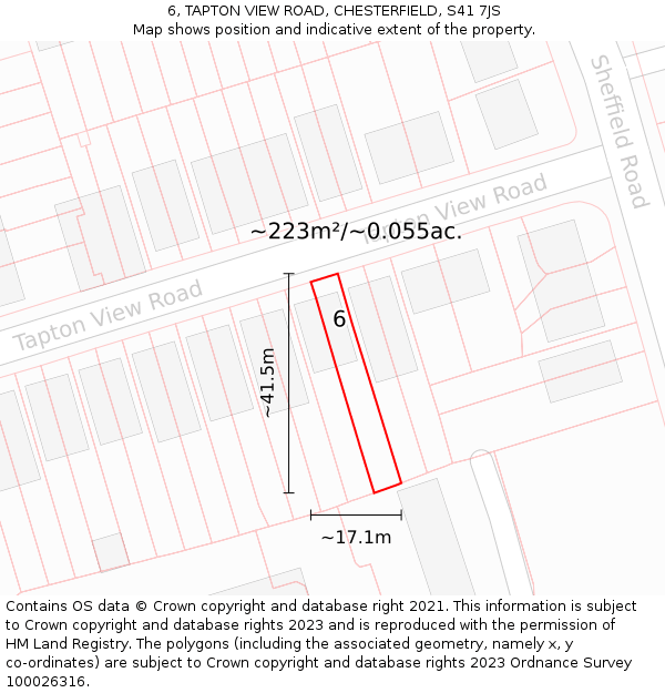 6, TAPTON VIEW ROAD, CHESTERFIELD, S41 7JS: Plot and title map