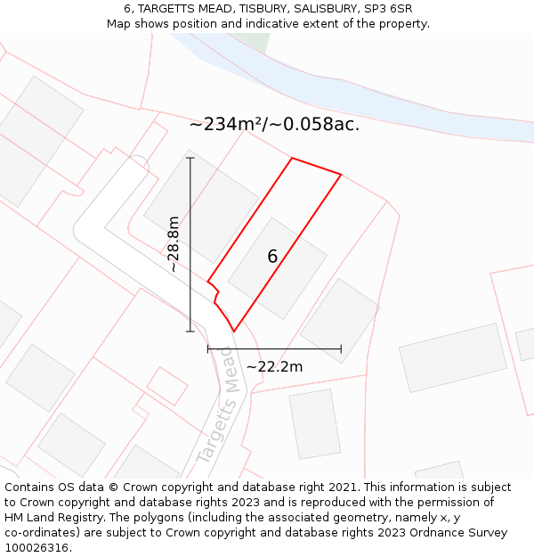 6, TARGETTS MEAD, TISBURY, SALISBURY, SP3 6SR: Plot and title map