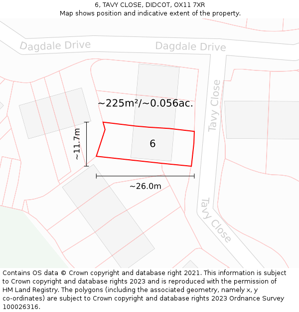 6, TAVY CLOSE, DIDCOT, OX11 7XR: Plot and title map