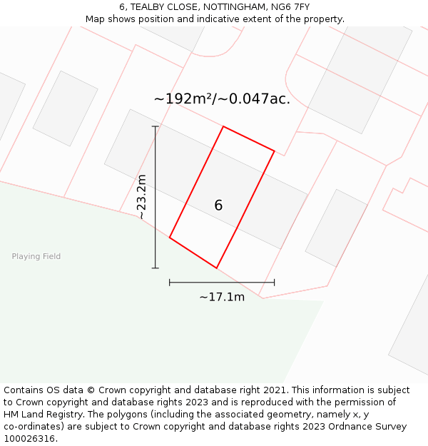 6, TEALBY CLOSE, NOTTINGHAM, NG6 7FY: Plot and title map